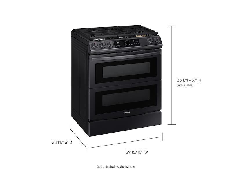 Samsung 6.3 cu. ft. Flex Duo™ Front Control Slide-in Dual Fuel Range with Smart Dial, Air Fry, and Wi-Fi in Black Stainless Steel