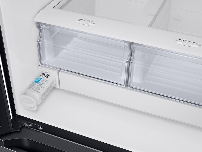 22 cu. ft. Smart 3-Door French Door Refrigerator with External Water Dispenser in Fingerprint Resistant Black Stainless Steel