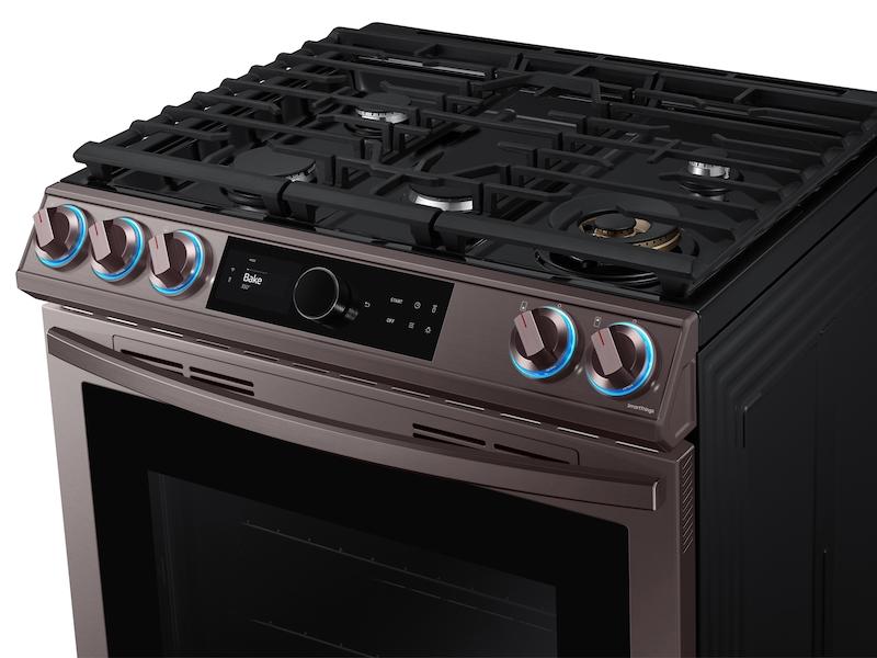 Bespoke Smart Slide-in Gas Range 6.0 cu. ft. with Smart Dial, Air Fry & Wi-Fi in Tuscan Steel
