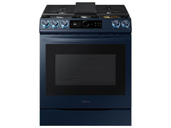 Bespoke Smart Slide-in Gas Range 6.0 cu. ft. with Smart Dial, Air Fry & Wi-Fi in Navy Steel