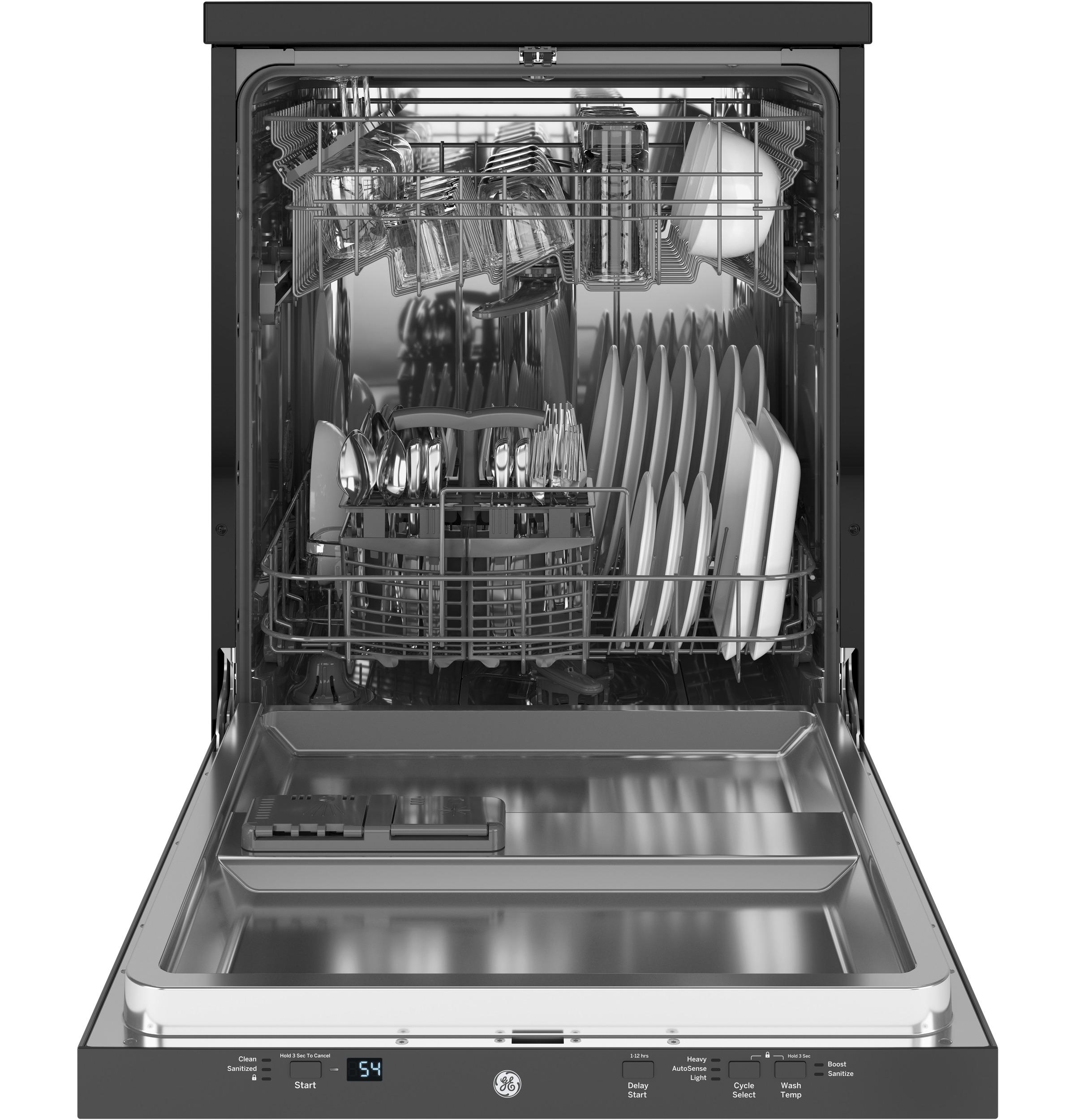 GE® ENERGY STAR® 24" Stainless Steel Interior Portable Dishwasher with Sanitize Cycle