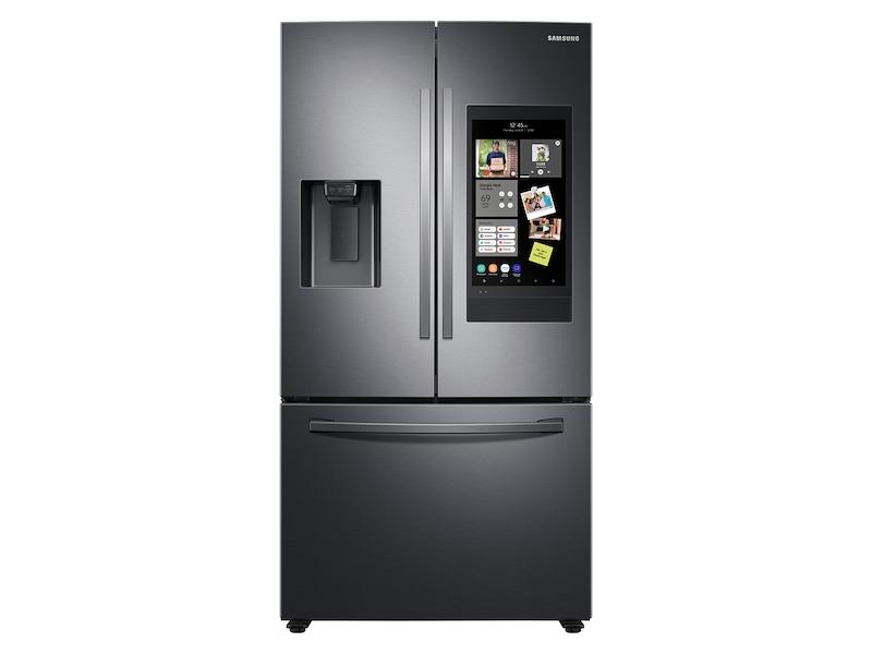 SAMSUNG 26.5 cu. ft. Large Capacity 3-Door French Door Refrigerator with Family Hub(TM) and External Water & Ice Dispenser in Black Stainless Steel