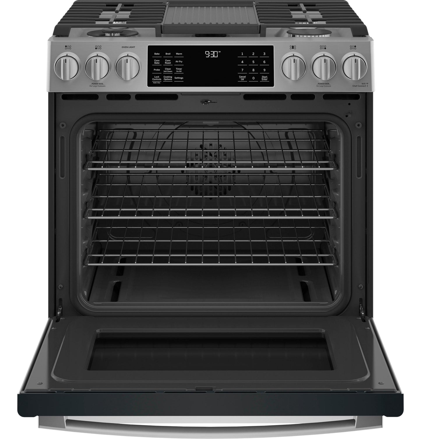 PGS930YPFS GE Profile™ 30" Smart Slide-In Front-Control Gas Fingerprint Resistant Range with No Preheat Air Fry