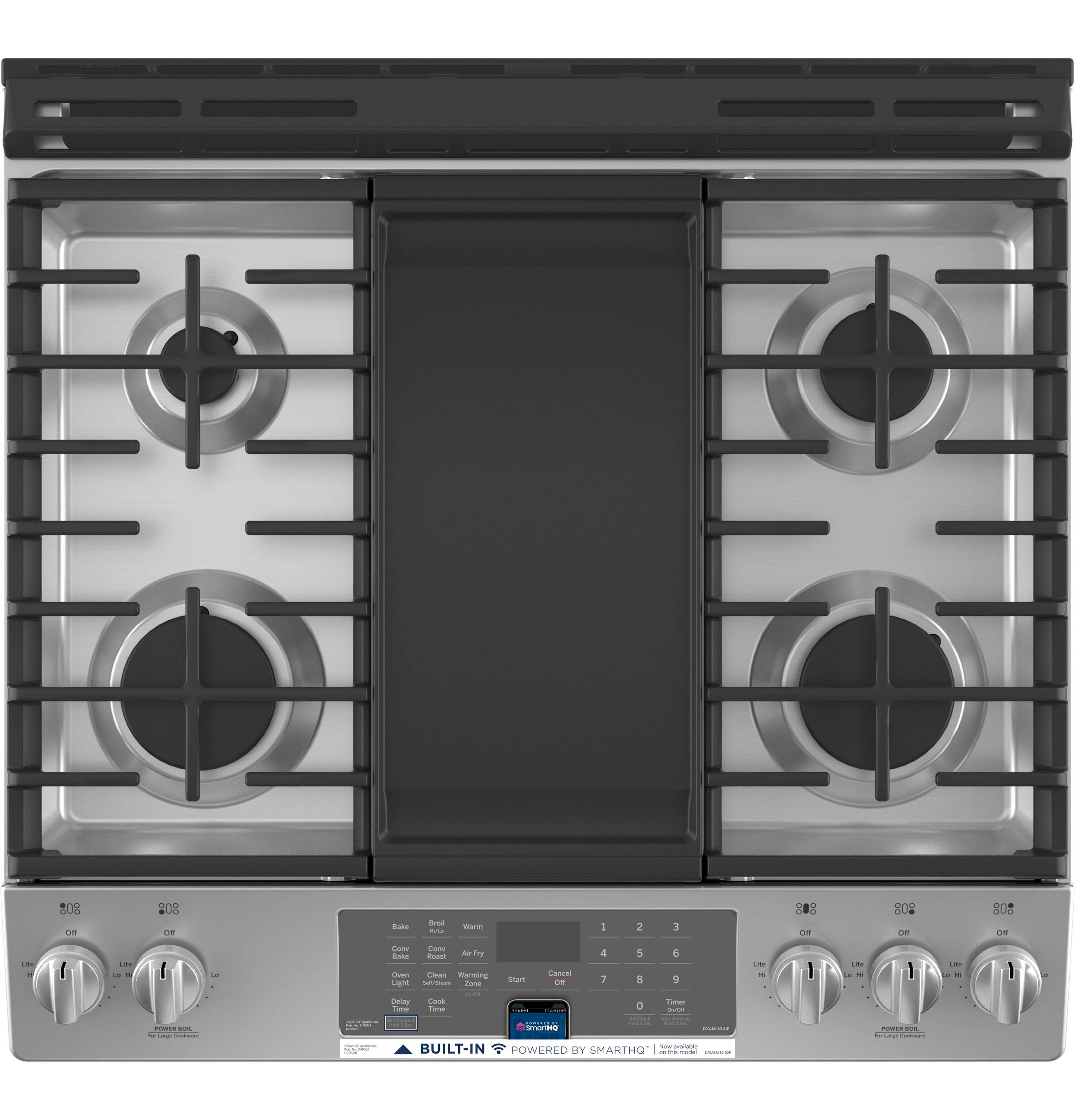 GE® 30" Slide-In Front-Control Convection Gas Range with No Preheat Air Fry