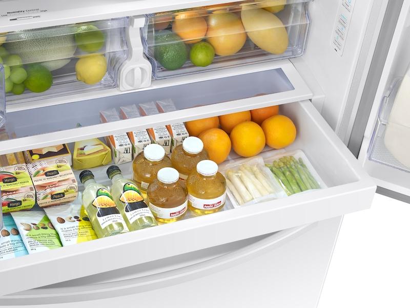 27 cu. ft. Large Capacity 3-Door French Door Refrigerator with External Water & Ice Dispenser in White