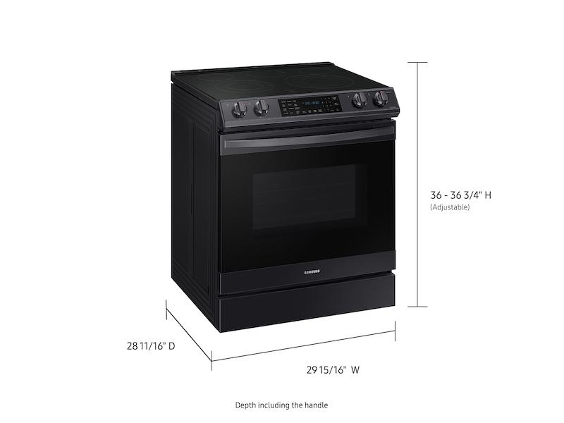 Samsung 6.3 cu. ft. Smart Slide-in Electric Range with Air Fry in Black Stainless Steel