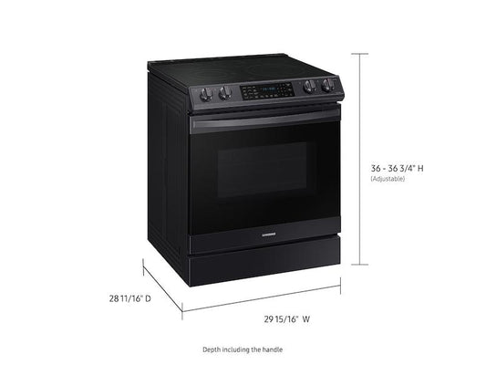 Samsung 6.3 cu. ft. Smart Slide-in Electric Range with Air Fry in Black Stainless Steel