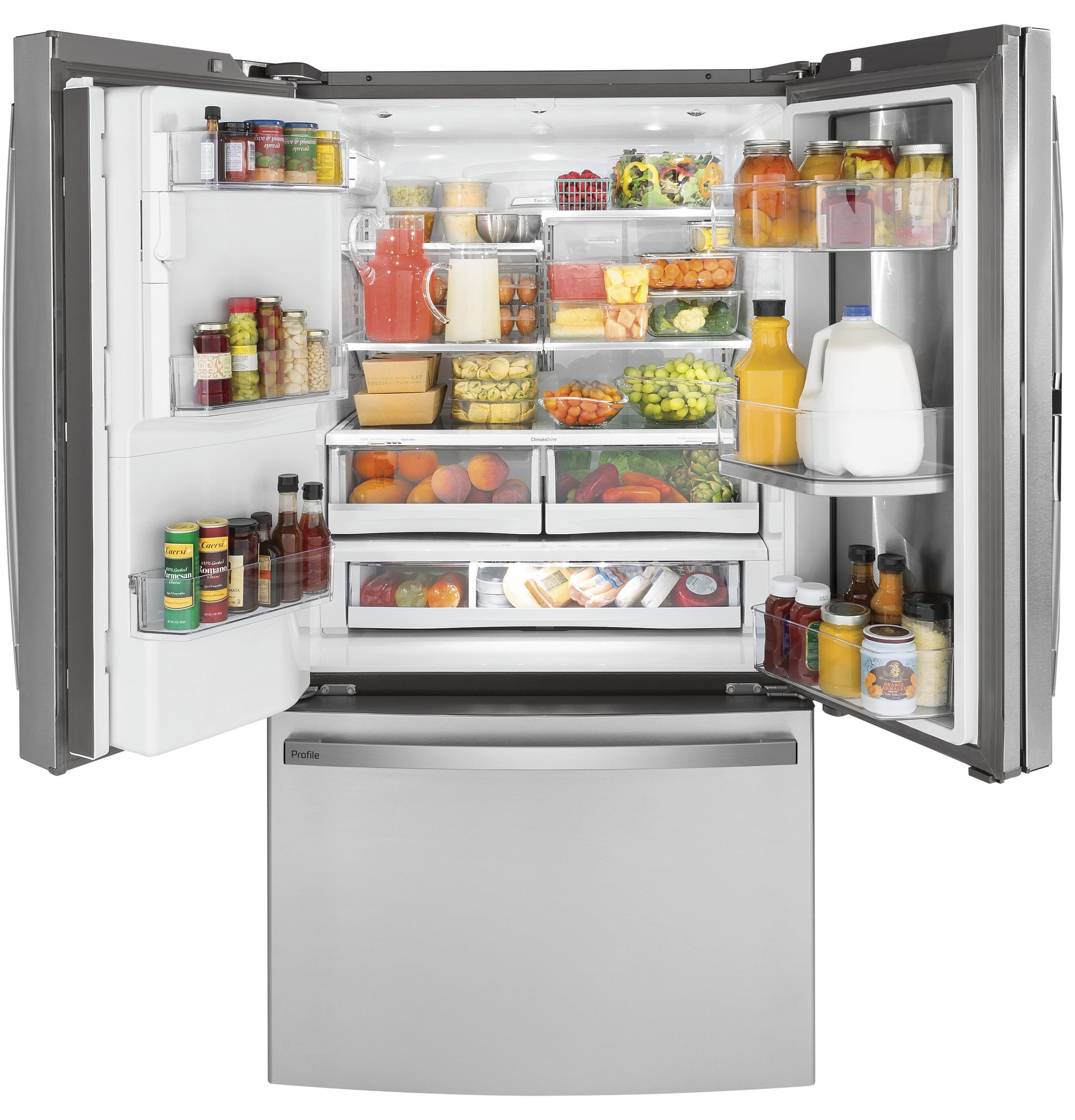 PYD22KYNFS GE Profile™ 22.1 Cu. Ft. Counter-Depth Fingerprint Resistant French-Door Refrigerator with Door In Door and Hands-Free AutoFill