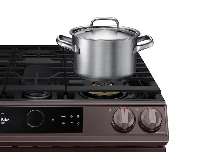 Bespoke Smart Slide-in Gas Range 6.0 cu. ft. with Smart Dial, Air Fry & Wi-Fi in Tuscan Steel