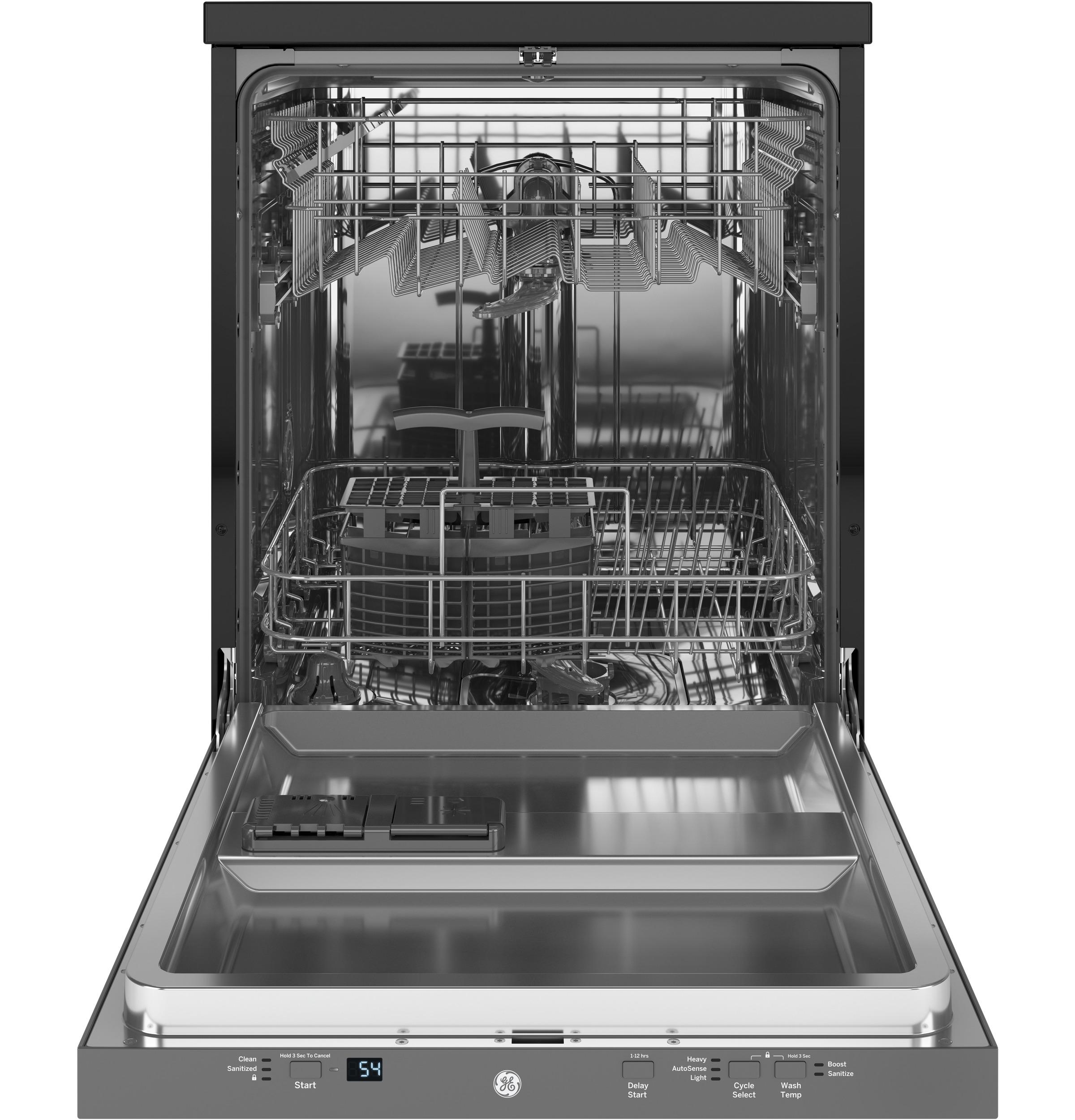 GE® ENERGY STAR® 24" Stainless Steel Interior Portable Dishwasher with Sanitize Cycle