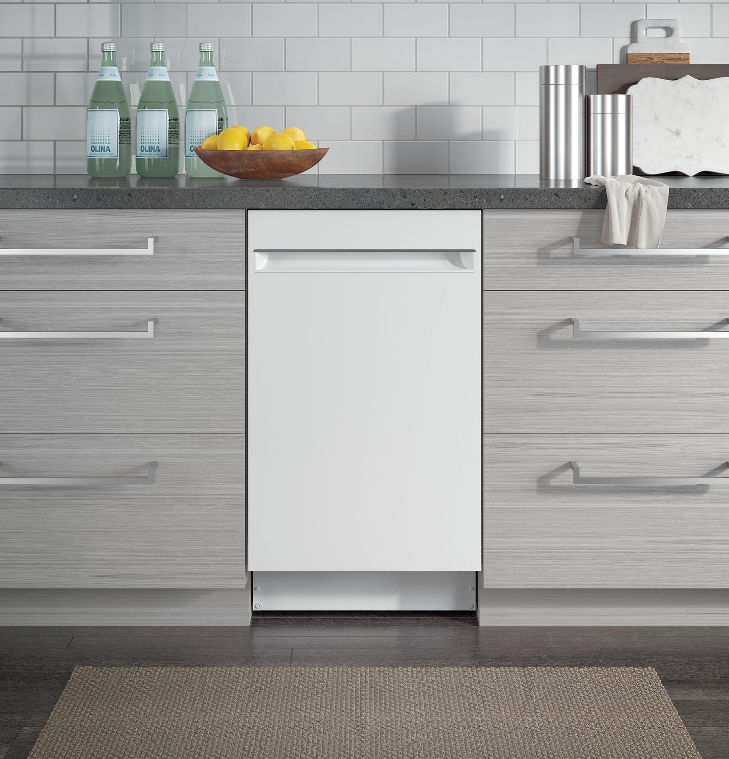 PDT145SGLWW GE Profile™ ENERGY STAR® 18" ADA Compliant Stainless Steel Interior Dishwasher with Sanitize Cycle