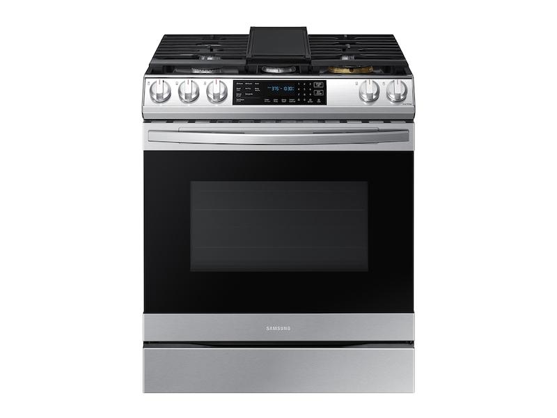 Samsung 6.3 Cu. ft. Slide-in Electric Range with Air Fry, Black Stainless Steel - NE63T8511SG