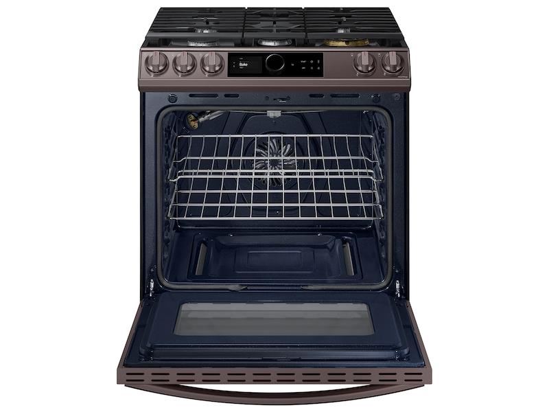 Bespoke Smart Slide-in Gas Range 6.0 cu. ft. with Smart Dial, Air Fry & Wi-Fi in Tuscan Steel