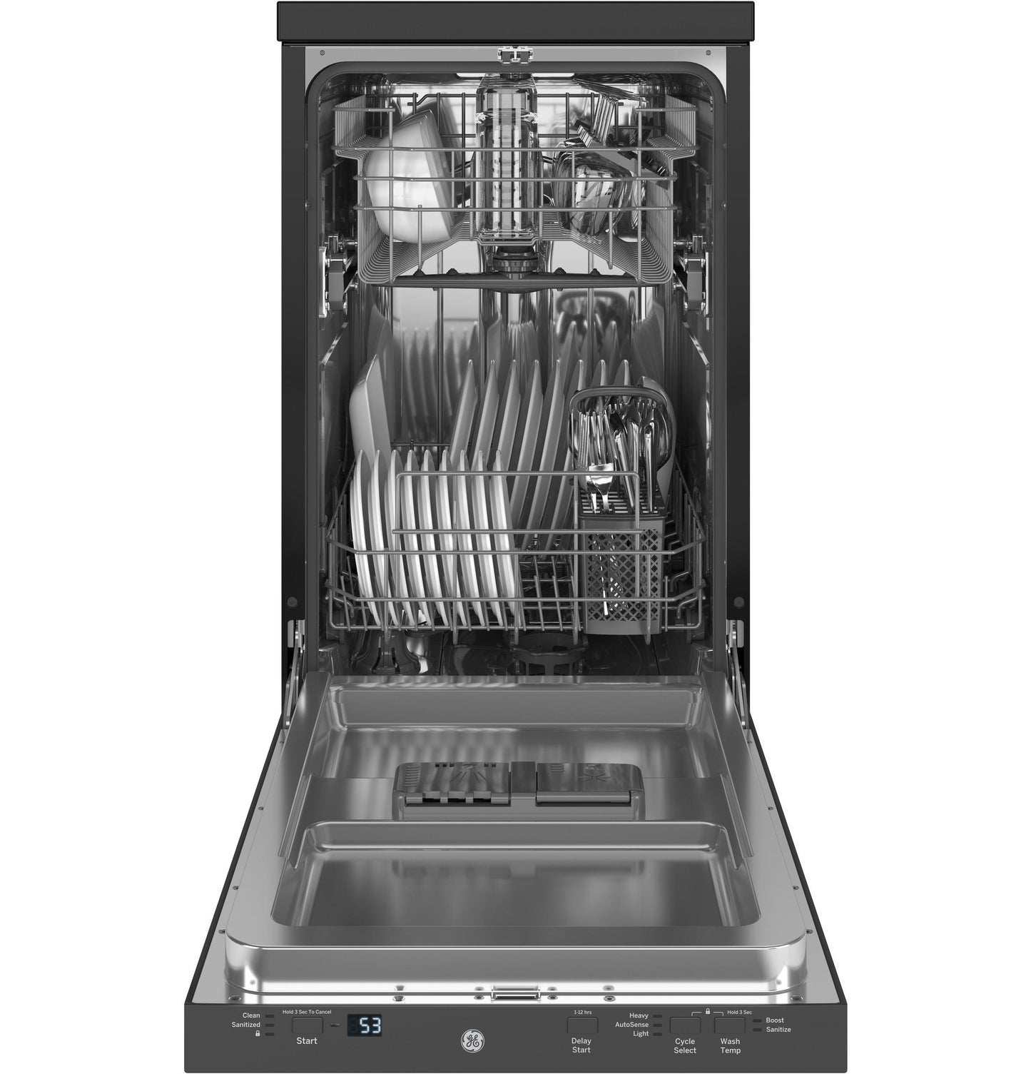 GPT145SSLSS GE® ENERGY STAR® 18" Stainless Steel Interior Portable Dishwasher with Sanitize Cycle