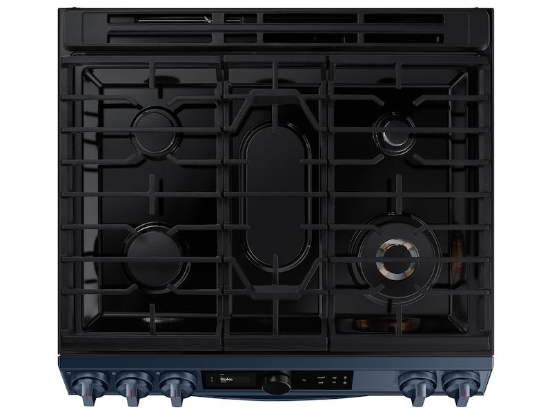 Bespoke Smart Slide-in Gas Range 6.0 cu. ft. with Smart Dial, Air Fry & Wi-Fi in Navy Steel