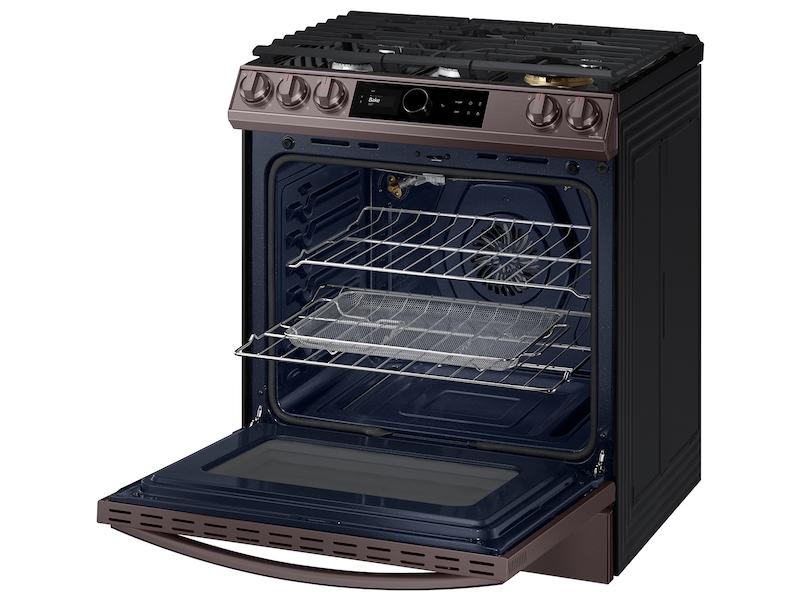 Bespoke Smart Slide-in Gas Range 6.0 cu. ft. with Smart Dial, Air Fry & Wi-Fi in Tuscan Steel