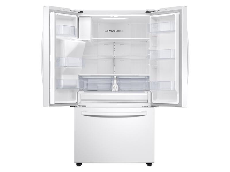 27 cu. ft. Large Capacity 3-Door French Door Refrigerator with External Water & Ice Dispenser in White