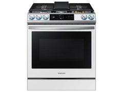 Bespoke Smart Slide-in Gas Range 6.0 cu. ft. with Smart Dial, Air Fry & Wi-Fi in White Glass