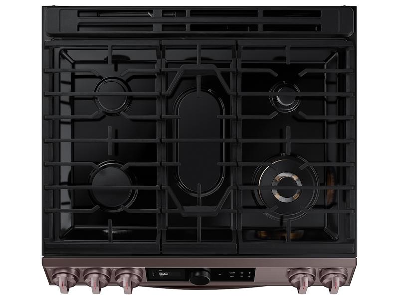 Bespoke Smart Slide-in Gas Range 6.0 cu. ft. with Smart Dial, Air Fry & Wi-Fi in Tuscan Steel