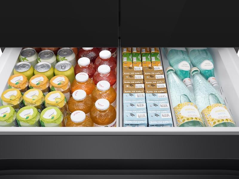 Samsung RF29BB89008MAA Bespoke 4-Door French Door Refrigerator (29 cu. ft.) - with Top Left and Family Hub™ Panel in Charcoal Glass - and Matte Black Steel Middle and Bottom Door Panels