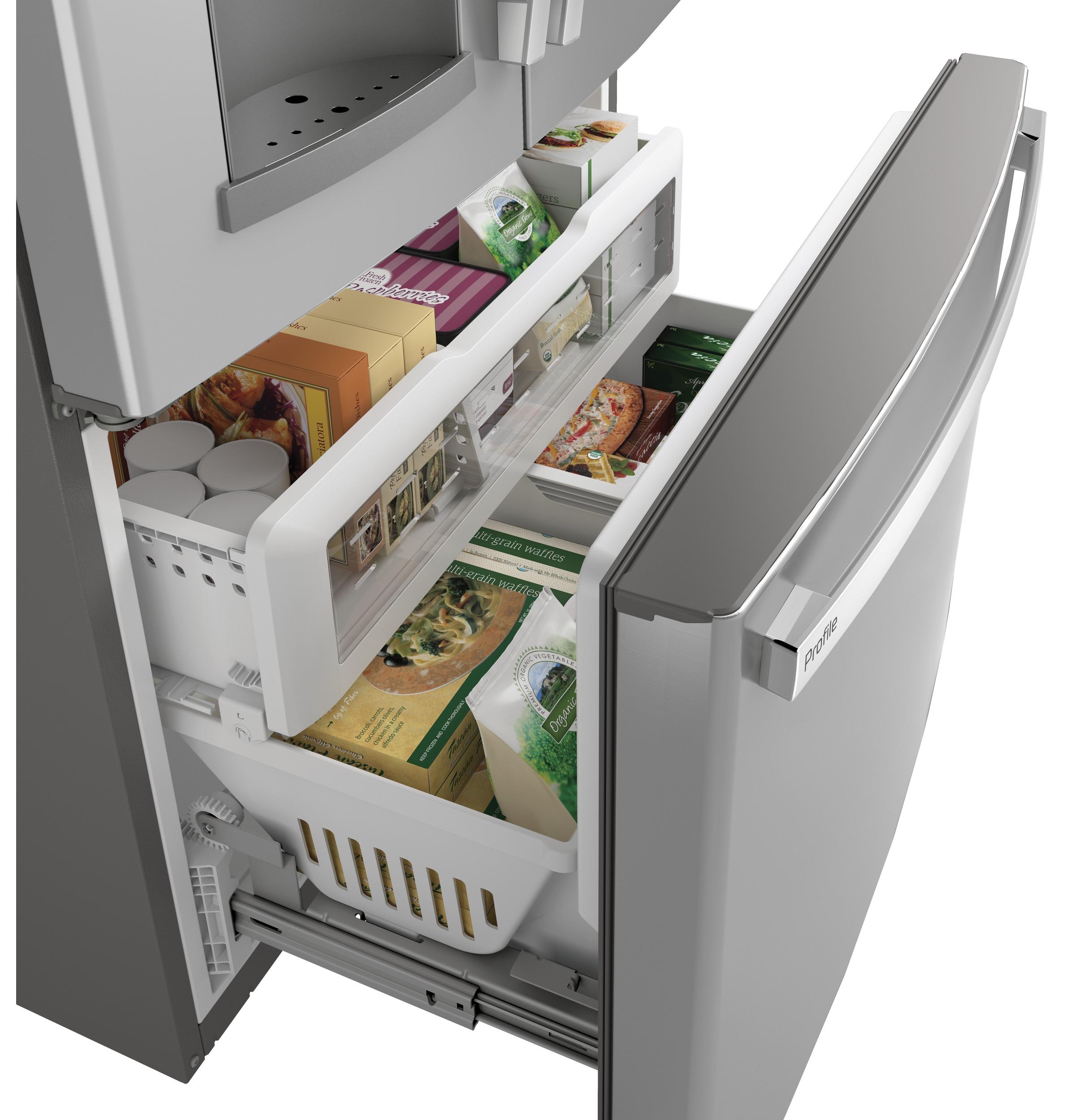 PYD22KYNFS GE Profile™ 22.1 Cu. Ft. Counter-Depth Fingerprint Resistant French-Door Refrigerator with Door In Door and Hands-Free AutoFill