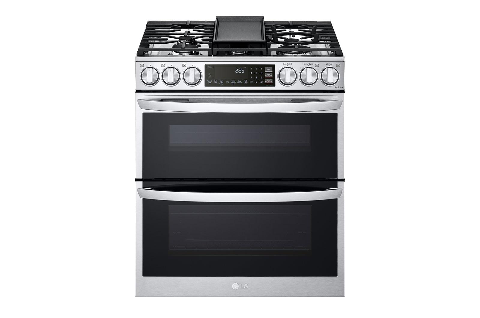 Lg 6.9 cu. ft. Smart Gas Double Oven Slide-in Range with InstaView®, ProBake® Convection, Air Fry, and Air Sous Vide