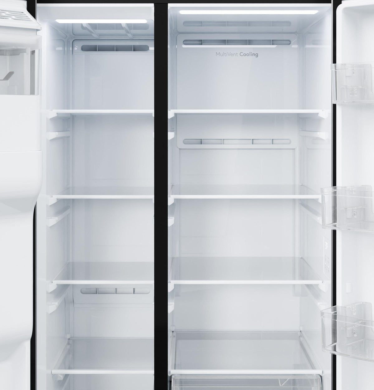 GZS24NGYBB GE® 23.6 Cu. Ft. Counter-Depth Side-By-Side Refrigerator with Extra Tall Dispenser and In-Door Icemaker
