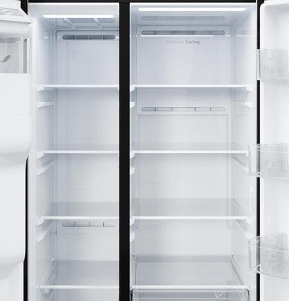 GZS24NGYBB GE® 23.6 Cu. Ft. Counter-Depth Side-By-Side Refrigerator with Extra Tall Dispenser and In-Door Icemaker