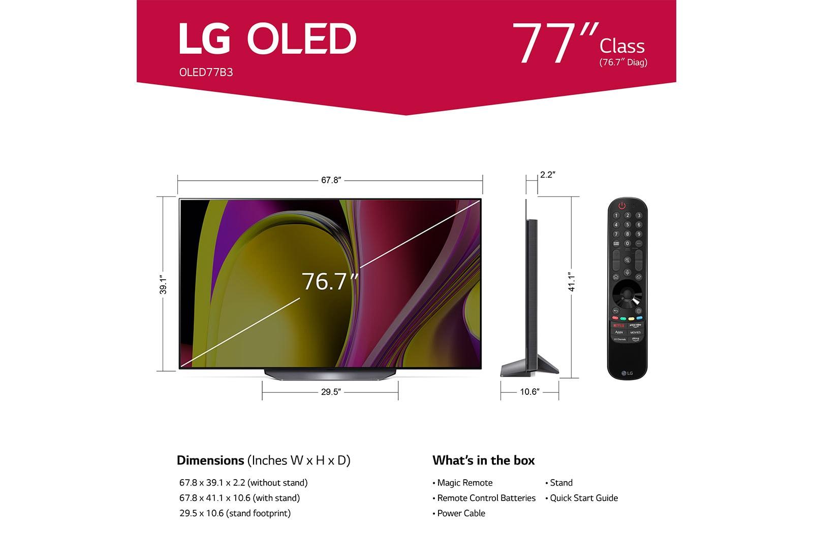 OLED77B3PUA LG 77 Inch Class B3 series OLED 4K UHD Smart webOS 23 w/ ThinQ AI TV