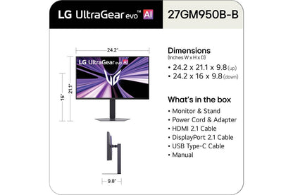 Lg 27GM950BB 27 Inch UltraGear™ evo AI GM9, Hyper Mini LED 5K Gaming Monitor