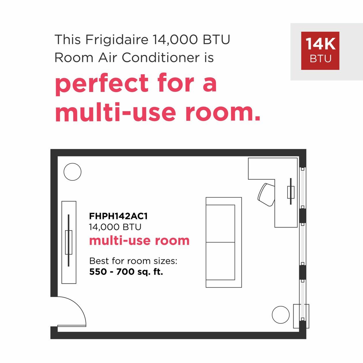 Frigidaire 3-in-1 Heat/Cool Portable Room Air Conditioner 14,000 BTU (ASHRAE) / 10,000 BTU (DOE)