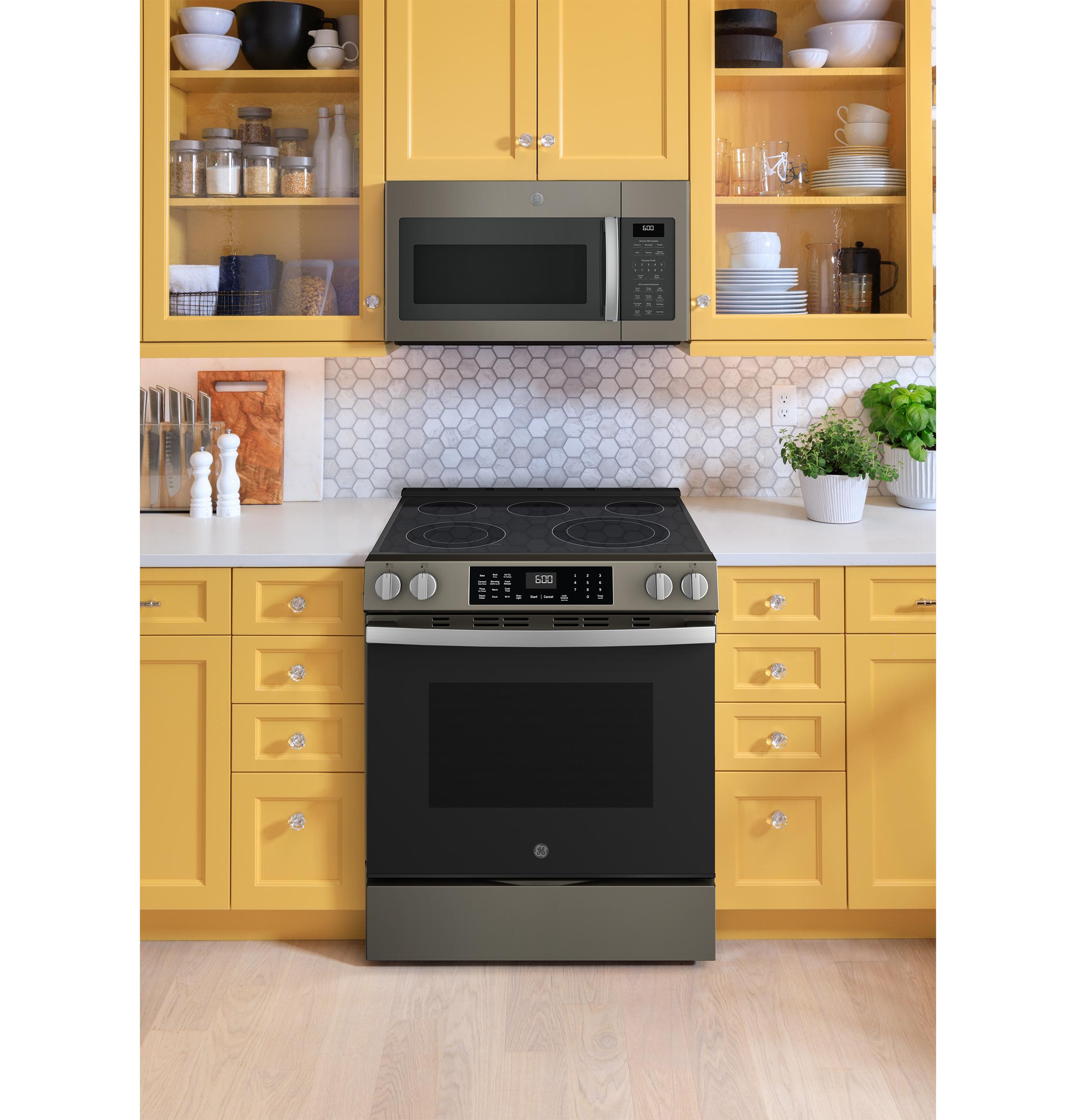 GRS600AVES GE® 30" Slide-In Electric Convection Range with No Preheat Air Fry and EasyWash™ Oven Tray