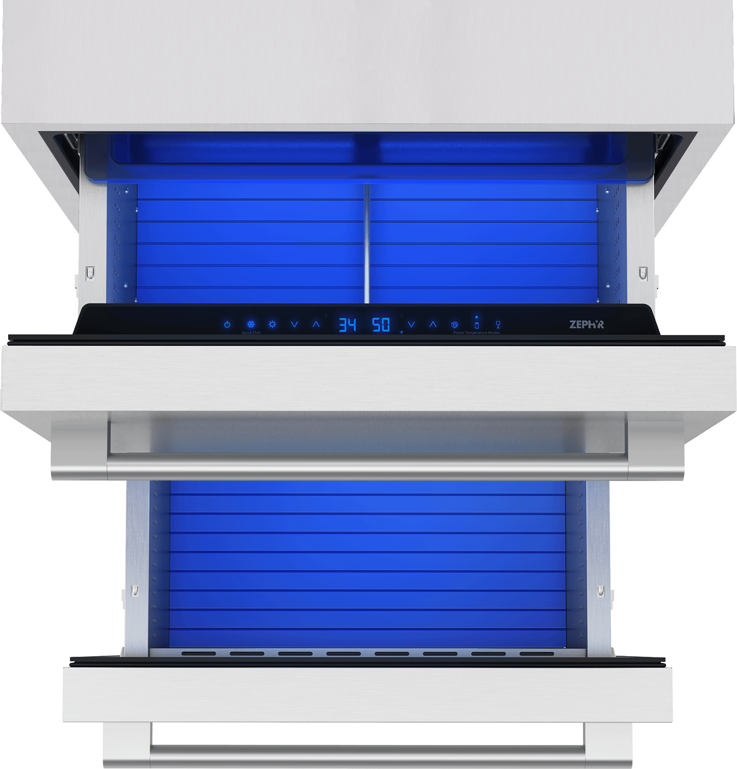 Zephyr PRRD24C2ASOD Presrv Refrigerator Drawers, 24in Compact, Outdoor, SS, 2 Zone