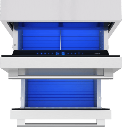 Zephyr PRRD24C2ASOD Presrv Refrigerator Drawers, 24in Compact, Outdoor, SS, 2 Zone