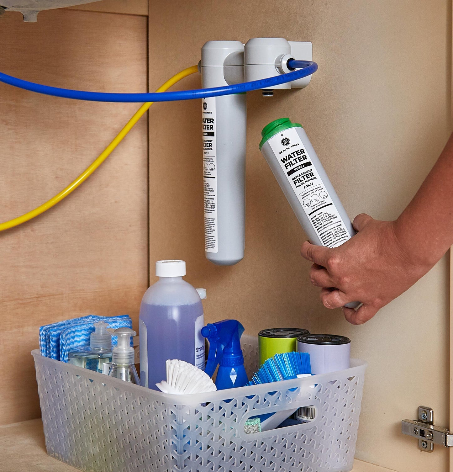 FQK2J GE UNDER SINK REPLACEMENT WATER FILTER SET DUAL FLOW - ADVANCED FILTRATION