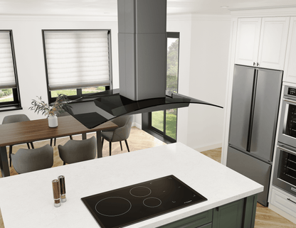 Zephyr ZREM90BBSGG Ravenna Island, 90cm, Black SS+Gray Glass, LED