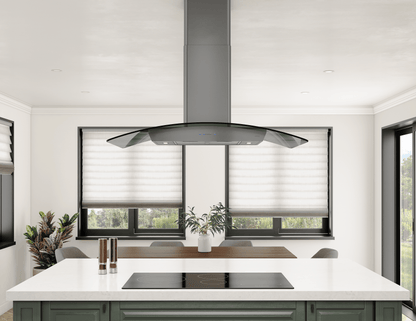 Zephyr ZREM90BBSGG Ravenna Island, 90cm, Black SS+Gray Glass, LED