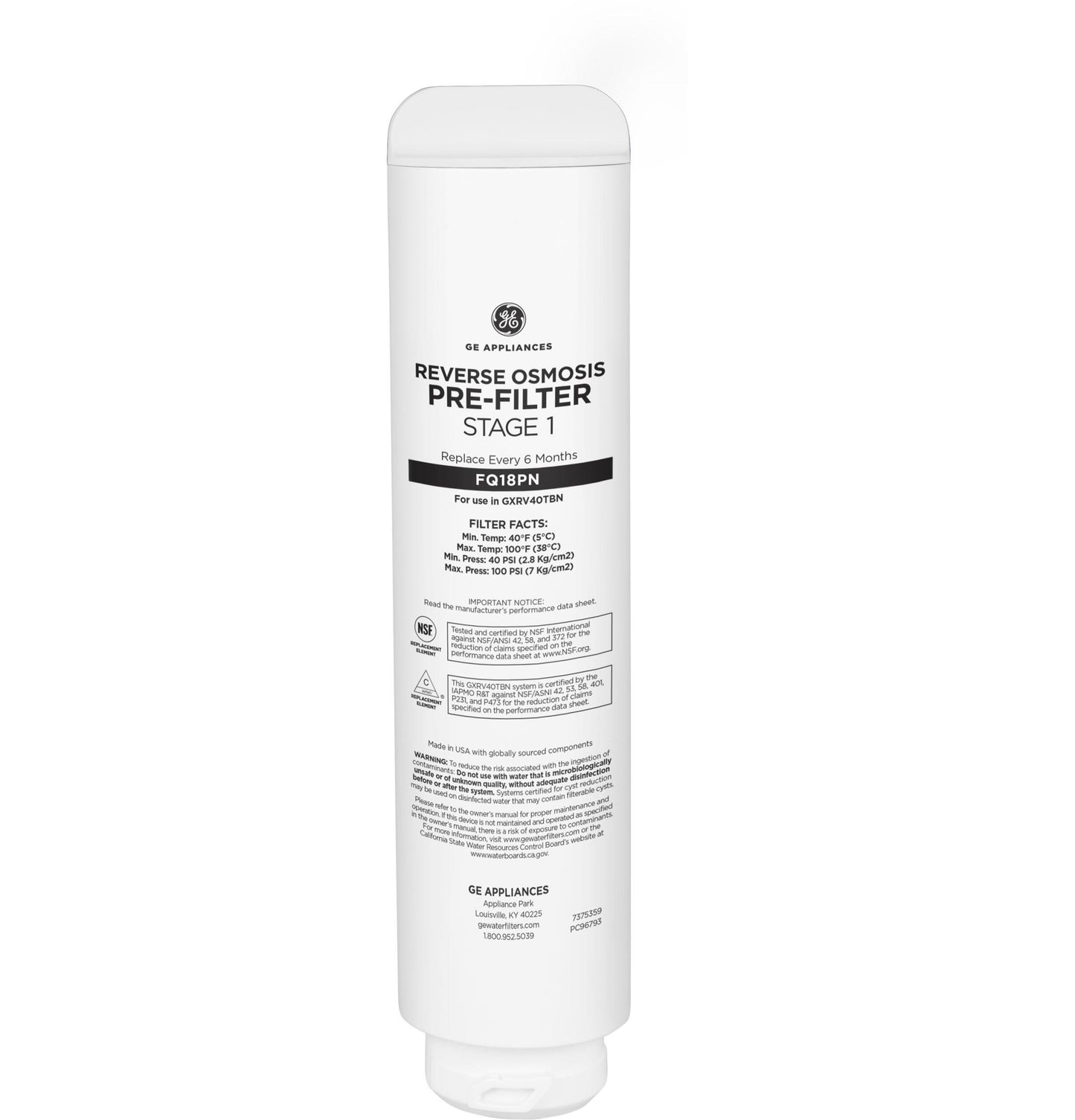 FQ18PN GE REVERSE OSMOSIS PRE & POST REPLACEMENT FILTER SET