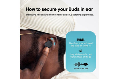 BUDSAUSALBK LG xboom Buds by will.i.am  Bluetooth Earbuds  xboom Signature Sound with Graphene Driver, Black