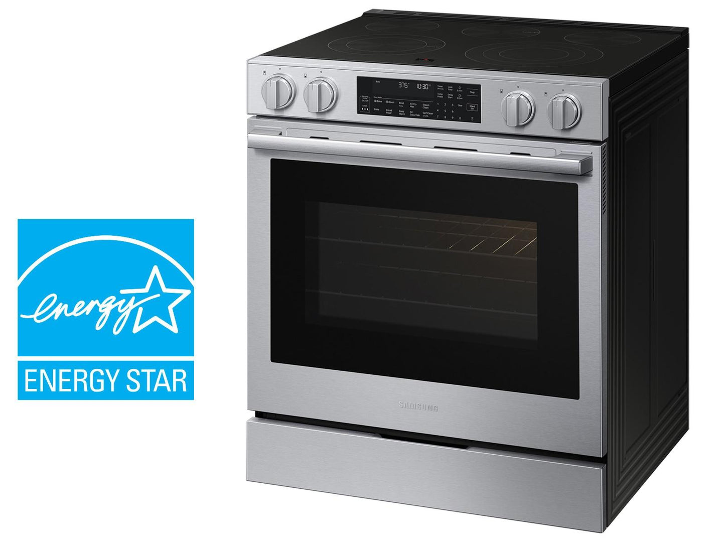 Samsung NSE90H63SR Bespoke Smart Slide-in Electric Range Pro Style Elite Design  Illuminated Knobs  Air Fry Max