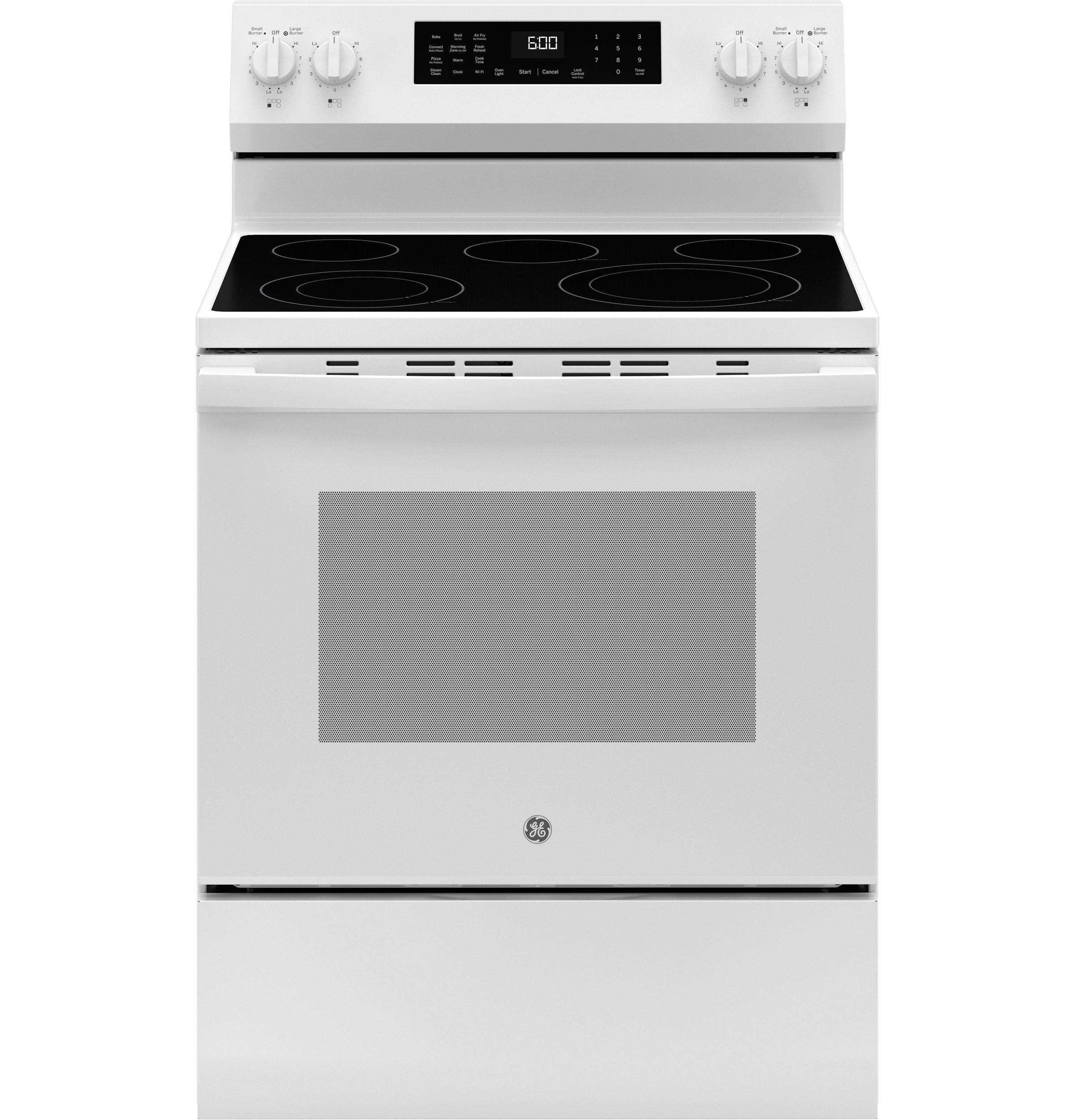 GRF600AVWW GE® 30" Free-Standing Electric Convection Range with No Preheat Air Fry and EasyWash™ Oven Tray