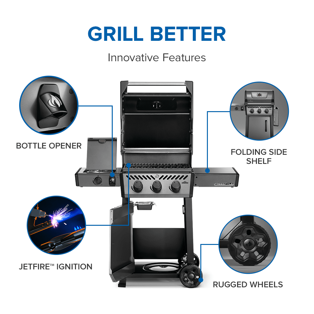 Napoleon Bbq F365DSBPGTECP Freestyle 365 SB with Range Side Burner , Propane, Graphite Grey
