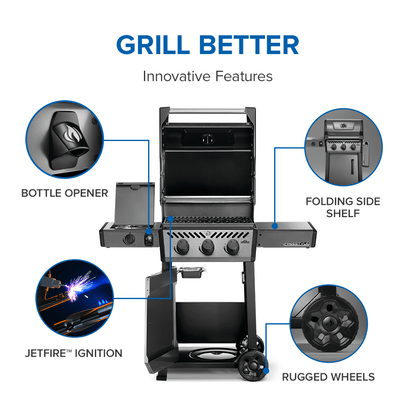 Napoleon Bbq F365DSBPGTECP Freestyle 365 SB with Range Side Burner , Propane, Graphite Grey