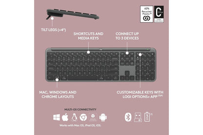 Lg 920013271 Logitech Signature Slim MK955 Combo for Business, Copilot Edition, Wireless Keyboard and Mouse, Graphite