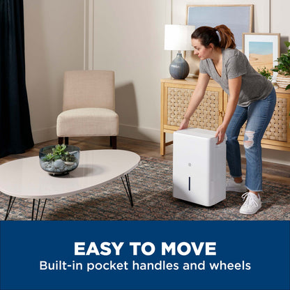 ADHE50PWF GE® 50 Pint Portable Dehumidifier with Built-in Pump and Smart Dry for Wet Spaces
