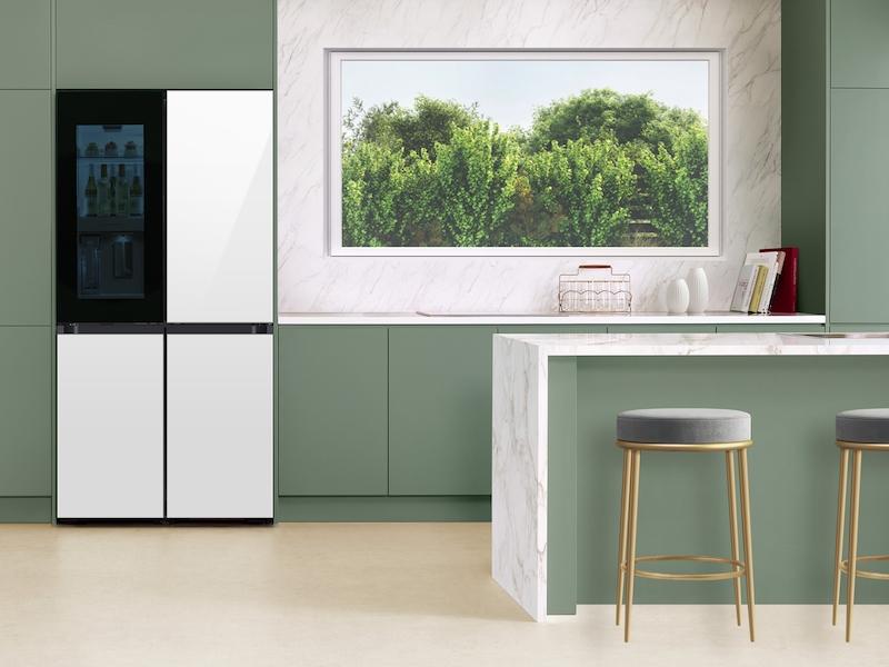 Samsung Bespoke 4-Door Flex™ Refrigerator (29 cu. ft.) with Beverage Zone™ and Auto Open Door in White Glass