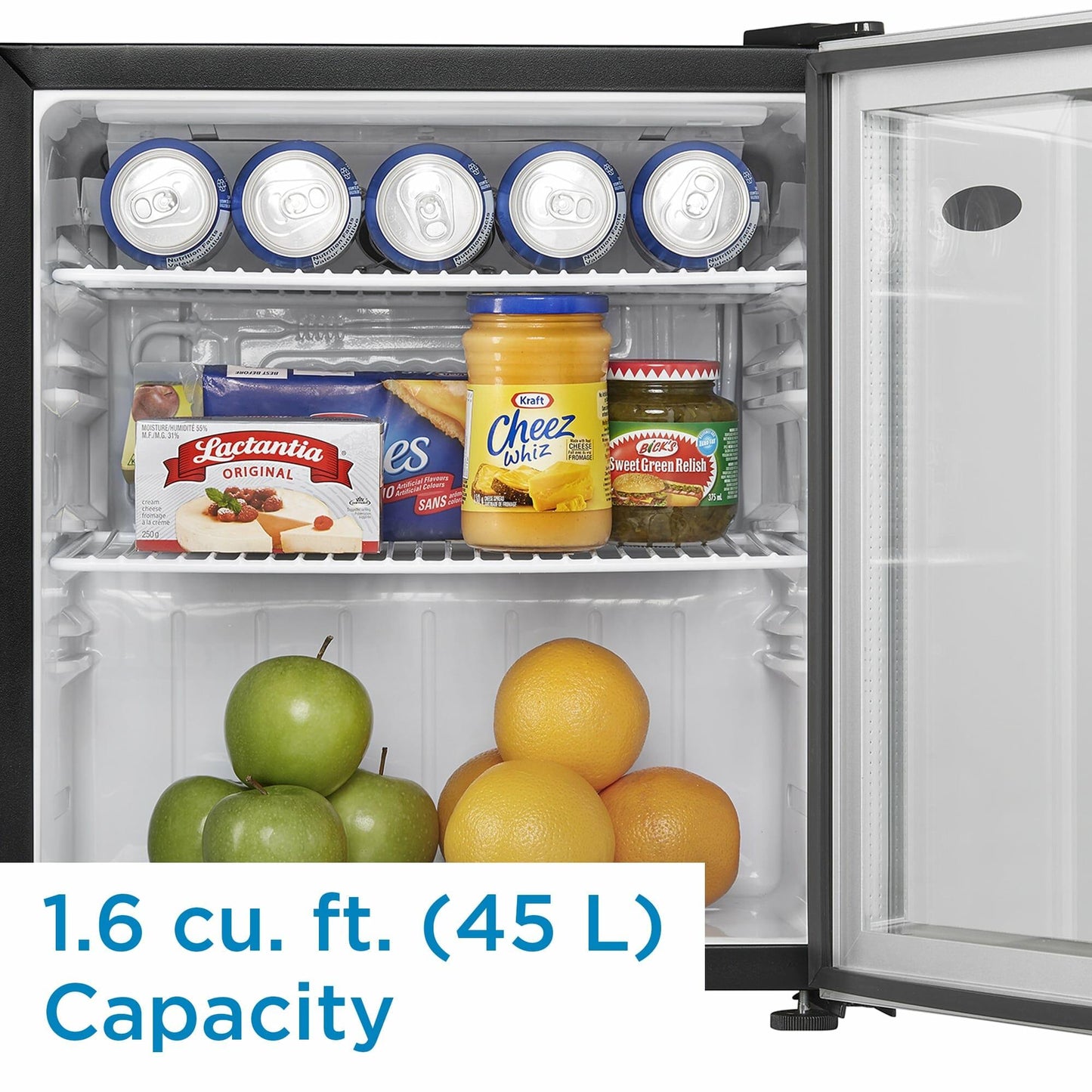DAG016A2BDB Danby 1.6 cu. ft. Compact Glass Door Fridge in Platinum