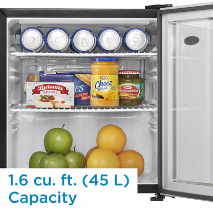 DAG016A2BDB Danby 1.6 cu. ft. Compact Glass Door Fridge in Platinum