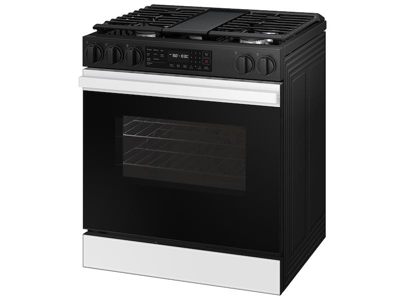 Samsung NSG6DB830012 Bespoke 6.0 cu. ft. Smart Slide-In Gas Range with Air Fry & Precision Knobs in White Glass