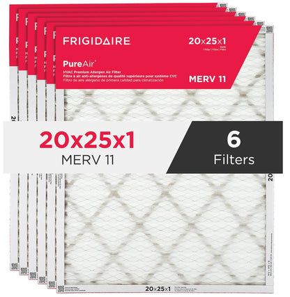 Frigidaire HVAC2025116 PureAir® 20" x 25" x 1" MERV 11 Premium Allergen Air Filter - 6 Pack
